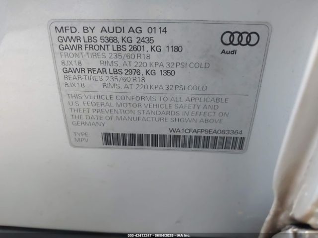 2014 AUDI Q5 WA1CFAFP9EA083364 Photo 8