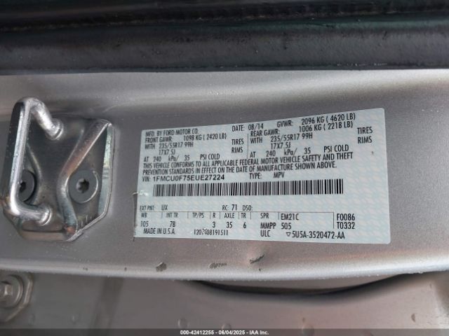 1FMCU0F75EUE27224 Ford Escape