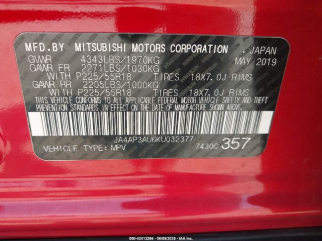 2019 MITSUBISHI OUTLANDER SPORT JA4AP3AU6KU032377 Photo 8