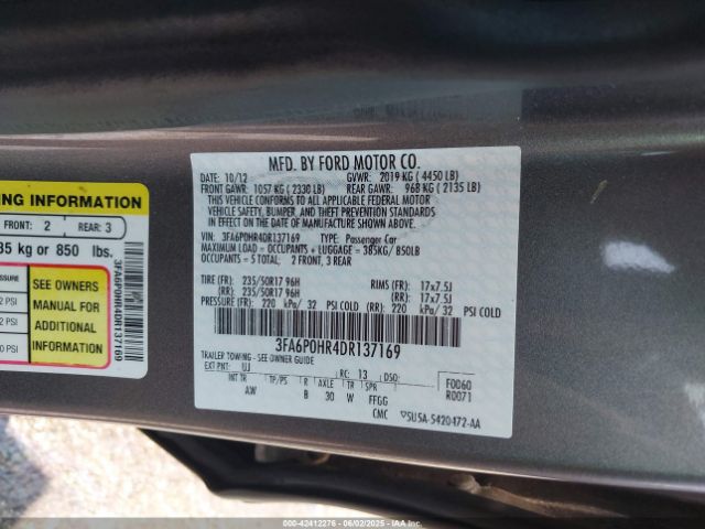 2013 FORD FUSION 3FA6P0HR4DR137169 Photo 8