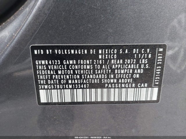 3VWG57BU1KM133467 Volkswagen 1.4 tsi