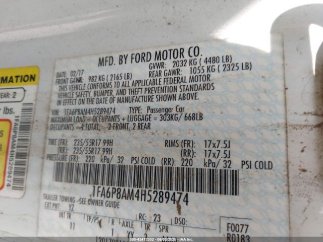2017 FORD MUSTANG 1FA6P8AM4H5289474 Photo 8