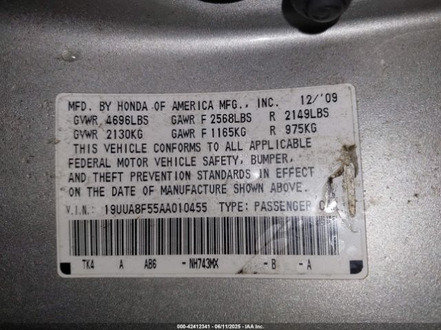 2010 ACURA TL 19UUA8F55AA010455 Photo 8