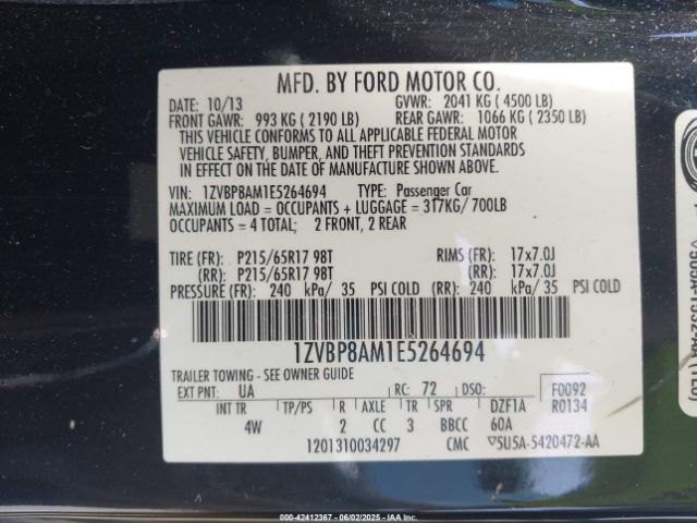 2014 FORD MUSTANG 1ZVBP8AM1E5264694 Photo 8