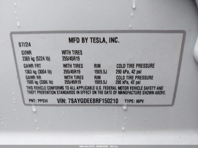 2024 TESLA MODEL Y 7SAYGDEE8RF150210 Photo 8