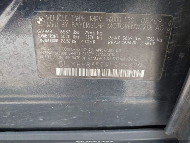 2009 BMW X5 5UXFE83579L308679 Photo 8