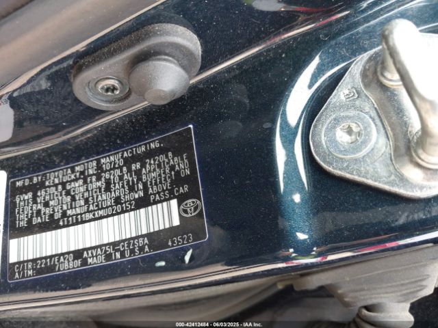2021 TOYOTA CAMRY 4T1T11BKXMU020152 Photo 8