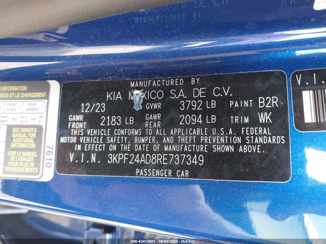 3KPF24AD8RE737349 KIA Forte Lxs