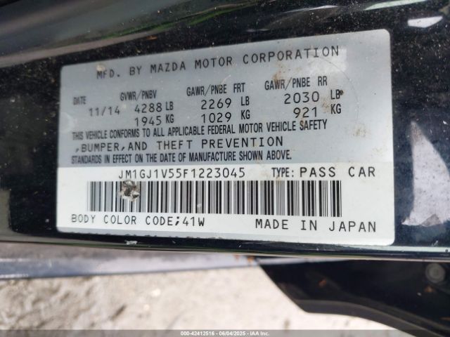 JM1GJ1V55F1223045 Mazda Mazda6 I Touring
