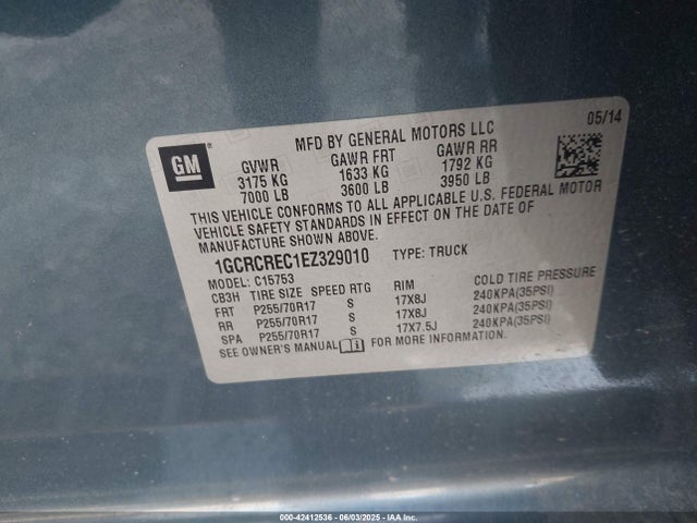 1GCRCREC1EZ329010 Chevrolet l83 - vvt, afm (active fuel management), aluminum