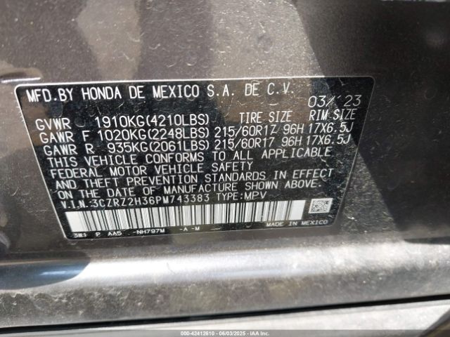 2023 HONDA HR-V 3CZRZ2H36PM743383 Photo 8