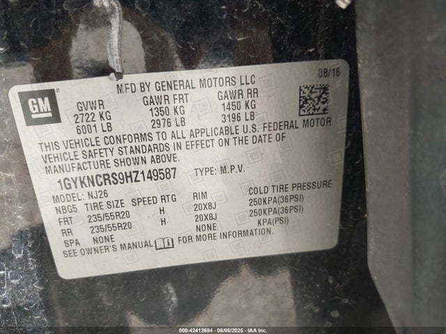2017 CADILLAC XT5 1GYKNCRS9HZ149587 Photo 8