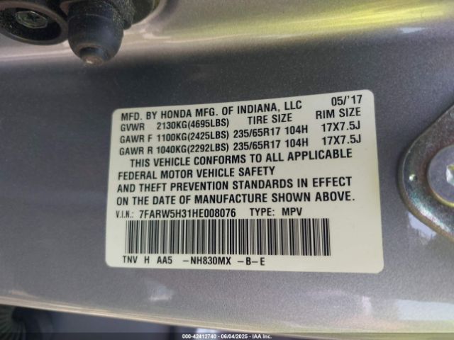 7FARW5H31HE008076 Honda CR-V LX