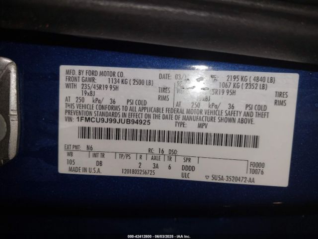 2018 FORD ESCAPE 1FMCU9J99JUB94925 Photo 8