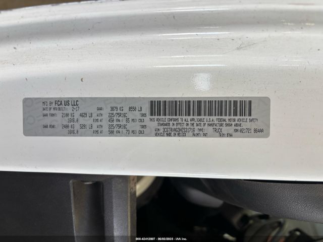 3C6TRVAG3HE531716 RAM Promaster 1500 Low Roof 136 Wb