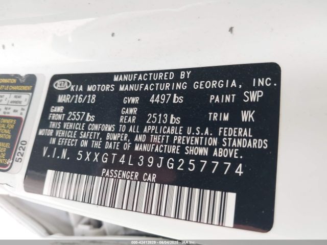 5XXGT4L39JG257774 KIA gdi