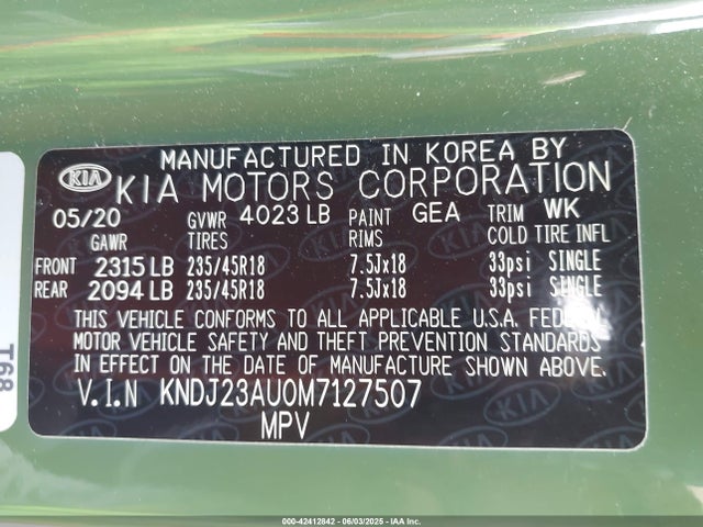 KNDJ23AU0M7127507 KIA mpi nu