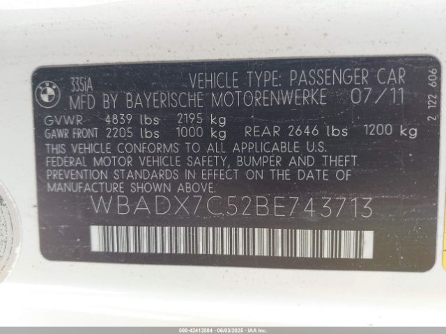 2011 BMW 335I WBADX7C52BE743713 Photo 8