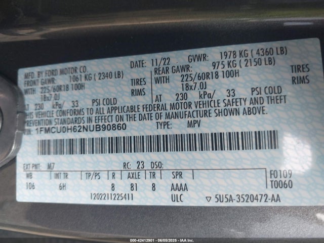 Ford dragon di tc 2022 1FMCU0H62NUB90860 Image 9