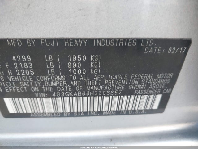 4S3GKAB66H3608857 Subaru na
