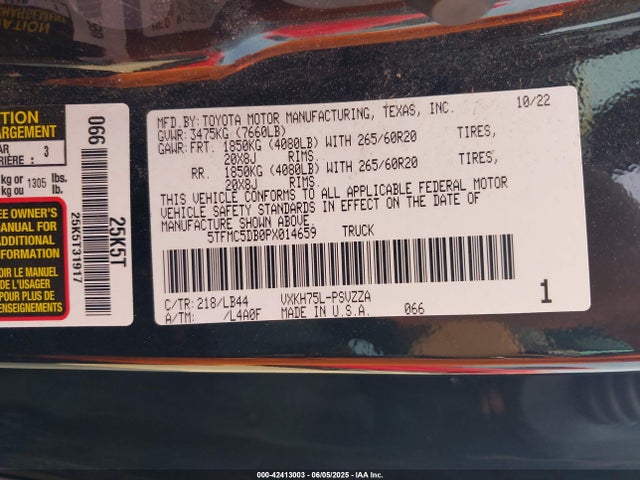 Toyota v35a-fts, 1tm 2023 5TFMC5DB0PX014659 Image 9