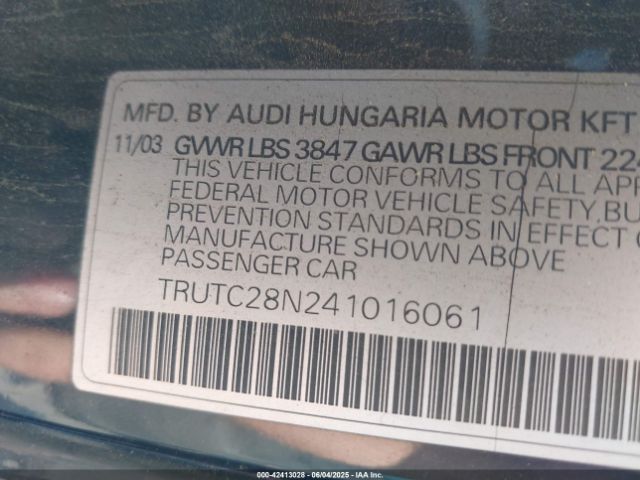 2004 AUDI TT TRUTC28N241016061 Photo 8