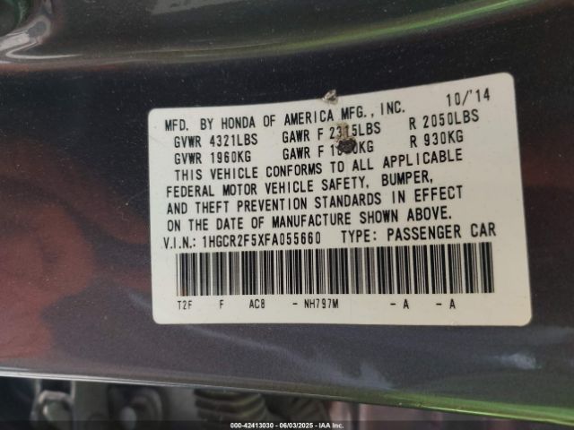 1HGCR2F5XFA055660 Honda Accord Sport