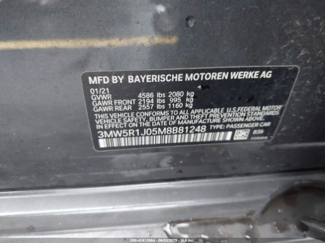 3MW5R1J05M8B81248 BMW 330I