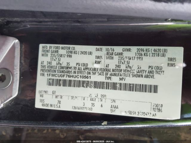 1FMCU0F76HUC10561 Ford 2.5l i-vct