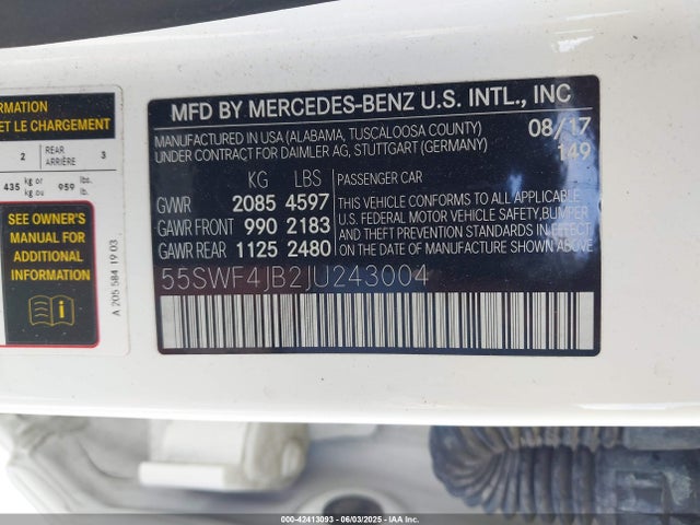 Mercedes-Benz m274 2018 55SWF4JB2JU243004 Image 9