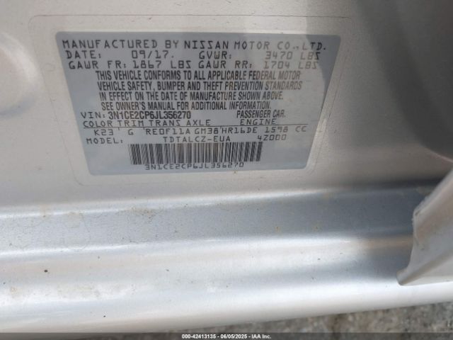 3N1CE2CP6JL356270 Nissan VERSA NOTE