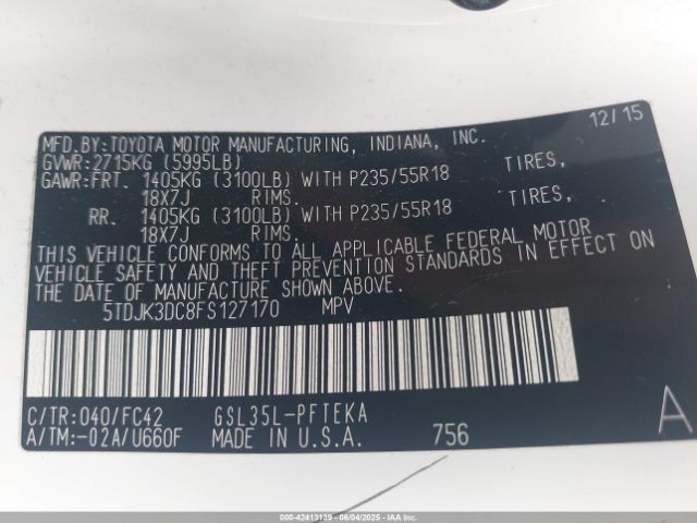 2015 TOYOTA SIENNA 5TDJK3DC8FS127170 Photo 8