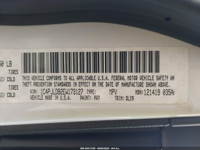 1C4PJLDB2EW173127 Jeep Cherokee Limited