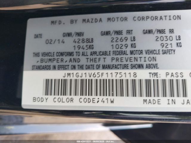 2015 MAZDA 6 JM1GJ1V65F1175118 Photo 8