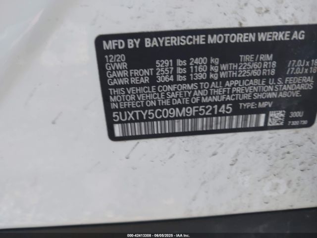 2021 BMW X3 5UXTY5C09M9F52145 Photo 8
