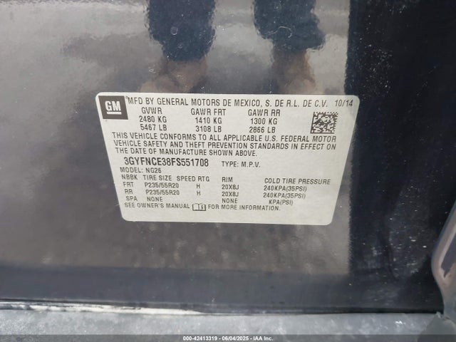 2015 CADILLAC SRX 3GYFNCE38FS551708 Photo 8