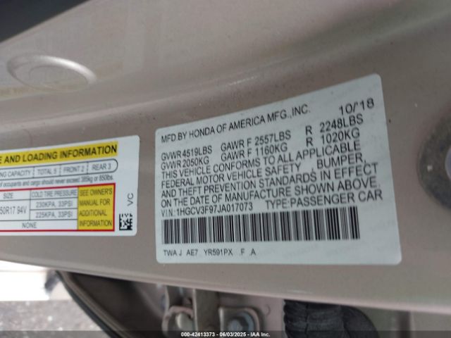 2018 HONDA ACCORD HYBRID 1HGCV3F97JA017073 Photo 8
