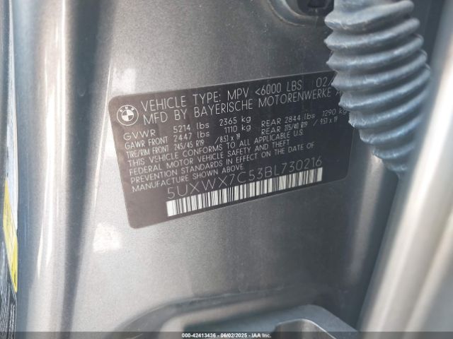 2011 BMW X3 5UXWX7C53BL730216 Photo 8