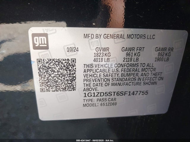 1G1ZD5ST6SF147755 Chevrolet lfv