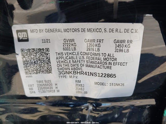 3GNKBHR41NS122865 Chevrolet lsy