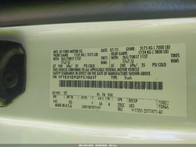 2015 FORD F-150 1FTEX1EP2FFC18217 Photo 8