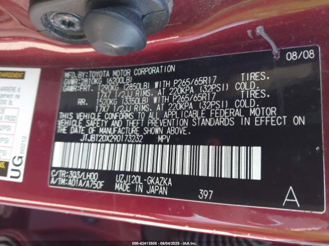 2009 LEXUS GX 470 JTJBT20X290173232 Photo 8