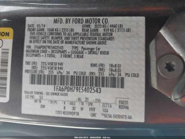 1FA6P0H79E5402543 Ford 2014