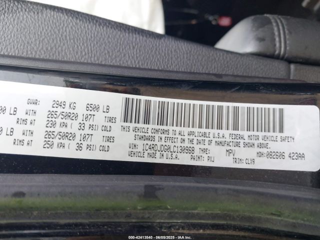 2020 DODGE DURANGO 1C4RDJDG0LC130968 Photo 8
