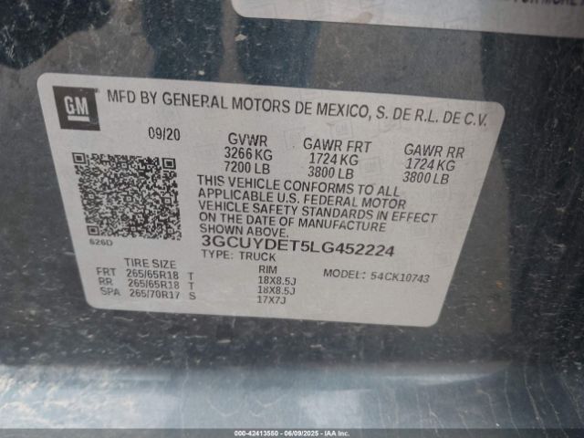 3GCUYDET5LG452224 Chevrolet lm2 - cri, vgt, alum
