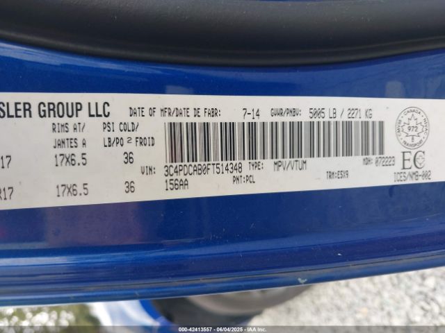 3C4PDCAB0FT514348 Dodge Journey Cvp/se Plus