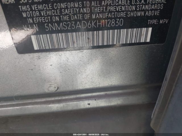2019 HYUNDAI SANTA FE 5NMS23AD6KH112830 Photo 8