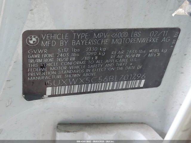 2011 BMW X3 5UXWX5C56BL701796 Photo 8