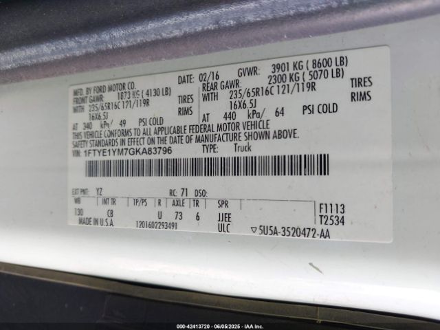 2016 FORD TRANSIT-150 1FTYE1YM7GKA83796 Photo 8