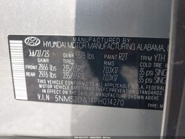2023 HYUNDAI SANTA FE HYBRID 5NMS2DA14PH014270 Photo 8